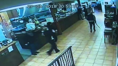 Three men in masks entered the pub in Wauchope just as staff were closing up for the night. Picture: 9NEWS