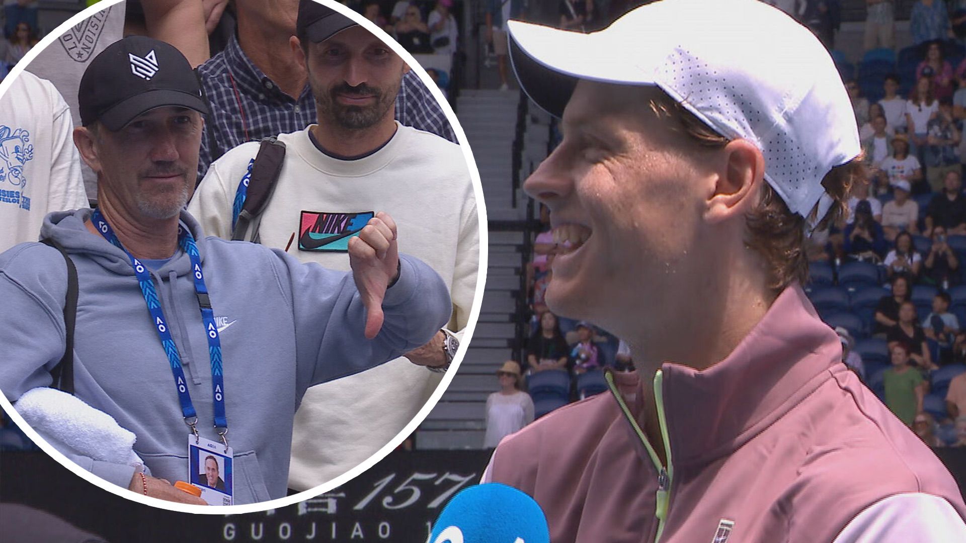 Jannik Sineer (right) and coach Darren Cahill.