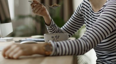 Woman working at home