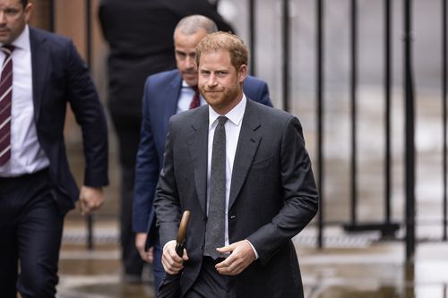 Prince Harry, Duke of Sussex arrives at the Royal Courts of Justice on March 28, 2023 in London, England.   