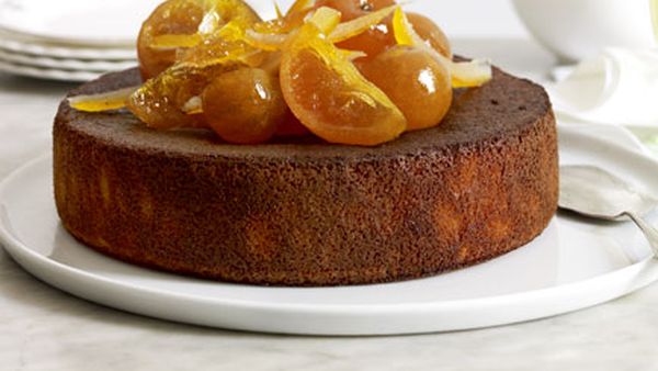 Orange, cardamom and almond cake with orange-blossom yoghurt