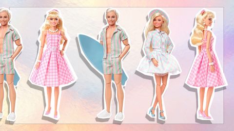 Barbi The Movie Doll Margot Robbie Collectible Wearing Pink & Gingham Dress