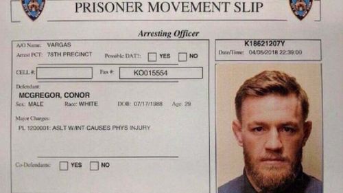 Conor McGregor's prisoner movement slip. (9NEWS)