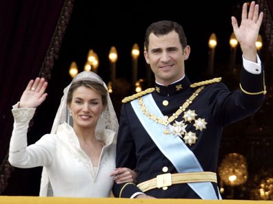 Queen Letizia and King Felipe of Spain on their wedding day.
