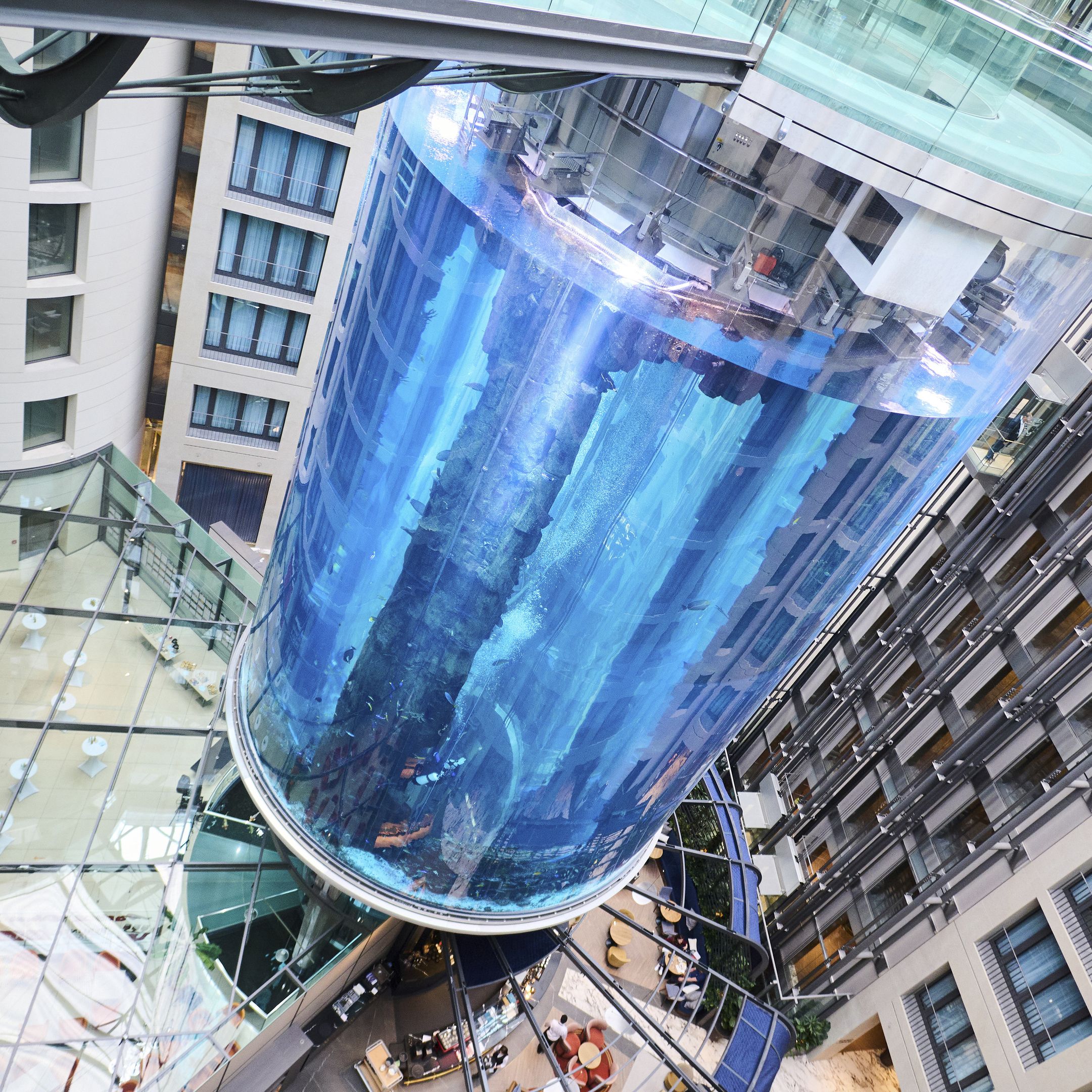 The AquaDom aquarium at the Sea Life tourist attraction photographed in Berlin, Wednesday, June 1, 2022. 