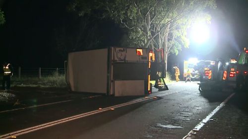 Emergency services at the scene on Appin Road. (9NEWS)