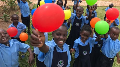 Ugandan children from the School For Life. (9NEWS)