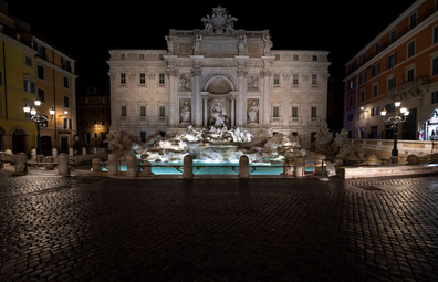 Trevi Fountain lies empty during coronavirus lockdown curfew