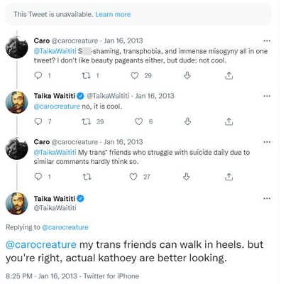 Marvel director Taika Waititi under fire for resurfaced anti-trans tweets.