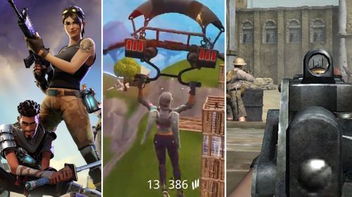 Screen shots taken from video games such as Fortnite.