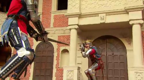 Armoured actors re-create Shakespeare magic onstage. (9NEWS)