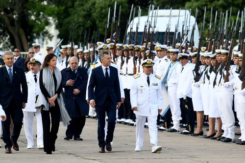 Argentinian President Mauricio Macri attends a tribute a year after the disappearance of the San Juan on Friday.