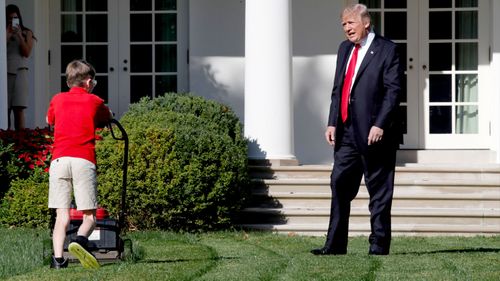 'Great job,' Trump tells 11-year-old boy mowing White House lawn