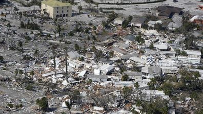 Damaged homes and debris are shown in the aftermath of Hurricane Ian, Thursday, September 29, 2022, in Fort Myers, Florida