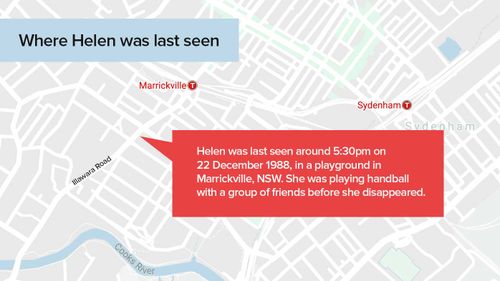 Map of where Sydney school Helen Karipidis girl was last seen.