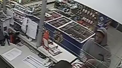 Police hunt man who has hit same service station twice in as many months.