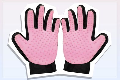 9PR: Zenify Cat Hair Remover Grooming Glove Mitt, Light Pink