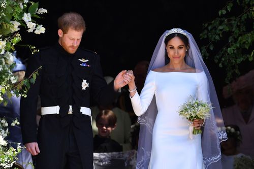 Prince Harry and Meghan on their wedding day. Picture: AP