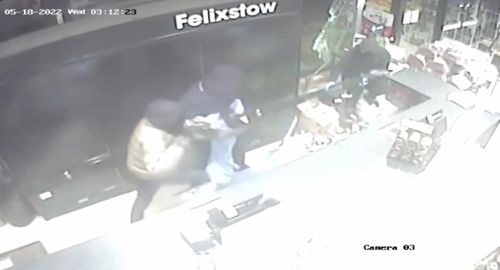 CCTV captured a thieving trio's elaborate attempt to steal cigarettes.
