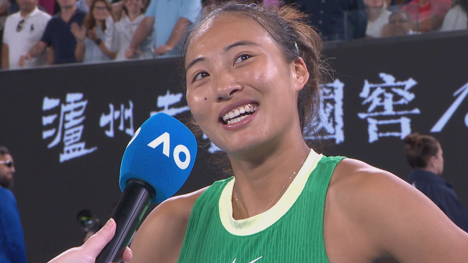 Qinwen Zheng in her post-match interview with Jelena Dokic