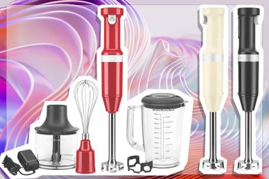 9PR: KitchenAid Cordless Hand Blender in Empire Red, Almond Cream and Black Matte