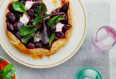 Roast baby beetroot, goat's curd and rosemary tart