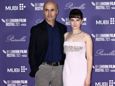 Lorenzo Mieli and Cailee Spaeny attend the "Priscilla" Special Presentation premiere during the 67th BFI London Film Festival at The Royal Festival Hall on October 09, 2023 in London 