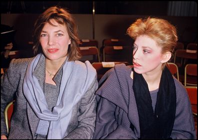 Jane Birkin and daughter Kate Barry at a fashion show in 1984