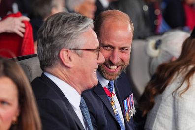 Prince William and Keir Starmer at the concert to mark the 80th Anniversary of VE Day at Horse Guards Parade on May 8, 2025 in London, England. 