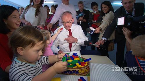 Mr Foley on the campaign trail today. Both leaders have campaign extensively across the state. (9NEWS)
