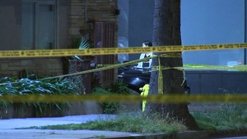 A photograph of the crime scene on Hollywood's Sunset Boulevard.