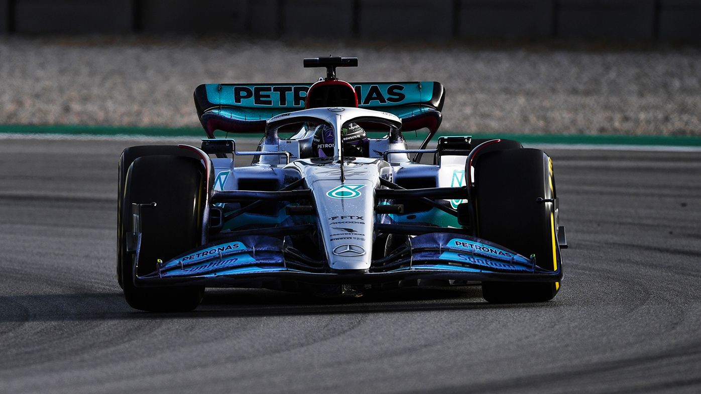 Seven-time world champion Lewis Hamilton at the wheel of the Mercedes during pre-season testing in Spain.