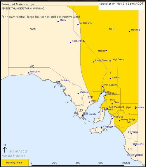 The current warning area. (BOM.gov.au)
