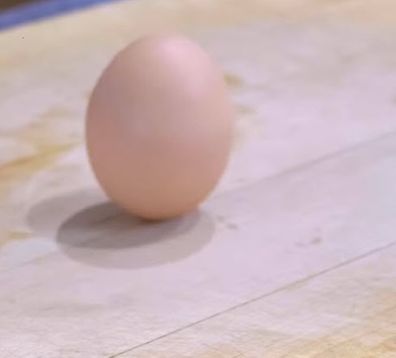Egg spinning fully cooked