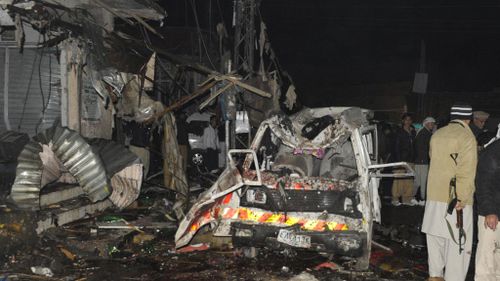 Pakistani security officials examine the site of a bomb attack in Quetta. (Getty)