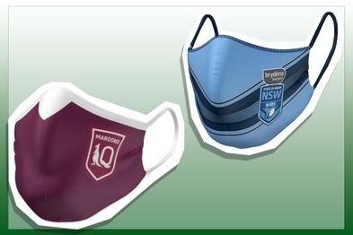 9PR: State of Origin NSW Blues and Queensland Maroons Face Mask
