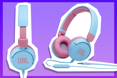 9PR: JBL Junior 310 Kids Wired ON Ear Headphones, Blue and Pink