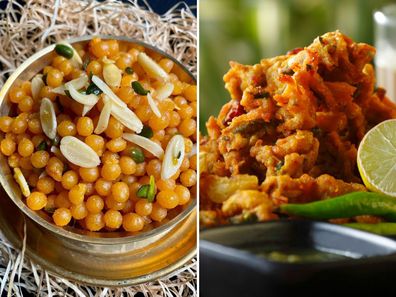 Indian food Boondi and pakoras