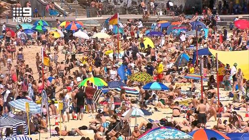 Thousands of people at Coogee Beach in Sydney today.