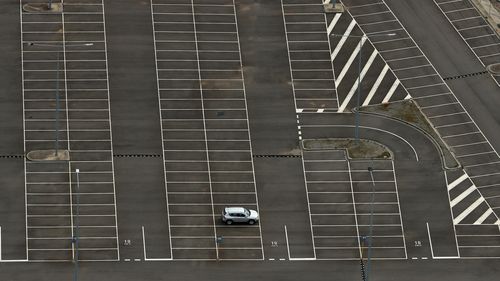 A lone vehicle is seen at the Melbourne International Airport long term car park on August 26