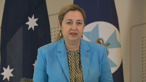 Queensland Premier Annastacia Palaszczuk speaks to reporters during a press conference on May 13, 2022.