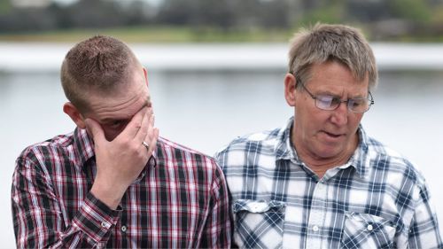 Ms Goodchild's partner David (left) and her father Shayne Goodchild (right). (AAP)