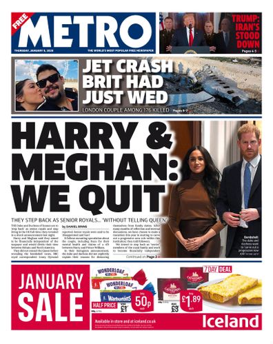 British newspapers react to Prince Harry and Meghan Markle's shock move