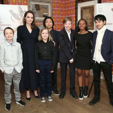 Angelina Jolie with children Knox Leon Jolie-Pitt, Vivienne Marcheline Jolie-Pitt, Pax Thien Jolie-Pitt, Shiloh Nouvel Jolie-Pitt, Zahara Marley Jolie-Pitt and Maddox Chivan Jolie-Pitt 