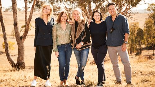 The mum-of-four with the magazine team. Picture: Australian Women's Weekly