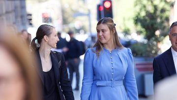 Brittany Higgins (right) with lawyer Theresa Ward arrives at the Perth Supreme Court 