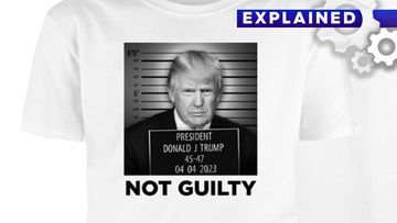A t-shirt with a fake Donald Trump mugshot.