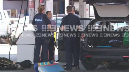 The incident unfolded at a Braeside service station in Melbourne's south-east. (9NEWS)