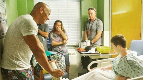 Actor Dwayne ‘The Rock’ Johnson takes break from filming to visit children in hospital