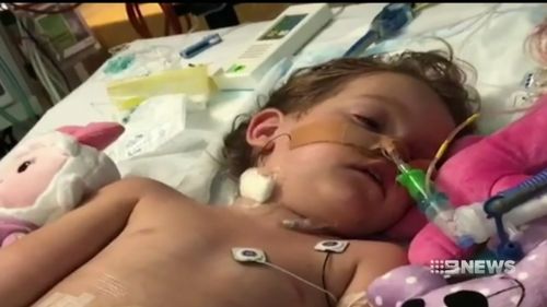Hallie is now suffering complete intestinal failure, meaning she can't eat. (9NEWS)